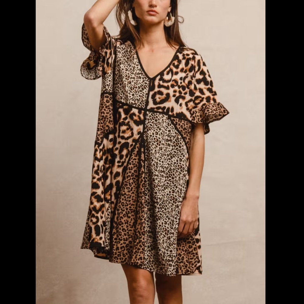 NWT BiBi Mixed Leopard Print Dress